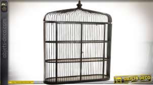 Estante de pared de metal grande en forma de jaula de pájaro de metal marrón 90 cm