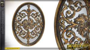 Espejo barroco en resina de pátina dorada envejecida 47 cm