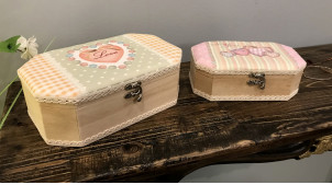 Serie de dos cajas de costura hexagonales de estilo retro y romántico