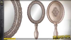 Espejo de mano oval plata estilo barroco 25 cm