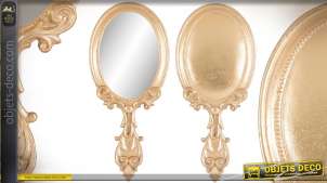 Espejo de mano en acabado barroco dorado 24 cm