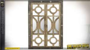 Espejo de ventana rústico e industrial de madera y metal 120 cm