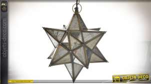 Colgante retro de metal y vidrio con forma de estrella de plata y oro Ø 26 cm