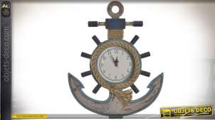 Reloj de pared de madera y cuerda con ancla 43 cm
