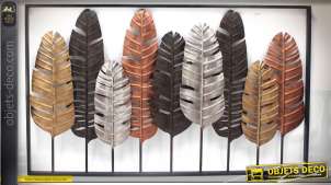 Decoración de pared de metal - grandes plumas de ave 100 cm
