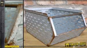 Armario de almacenamiento de metal apilable industrial con acabado de zinc envejecido 36 cm