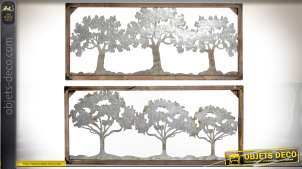 Dúo de decoraciones de pared de madera y metal: arboledas de árboles 116 cm