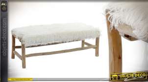 Extremo de la cama de madera de roble y pelo suave de poliéster 110 cm de largo