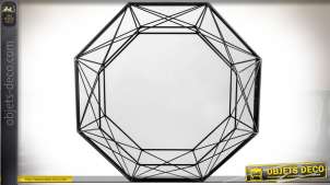 Espejo octogonal con motivos geométricos con cable pátina negra Ø 55.5 cm