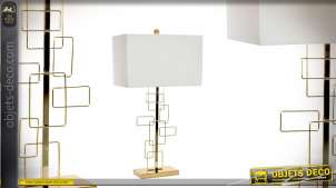 Lámpara de metal colección Precious Lamps con acabados dorados y pantalla de lino