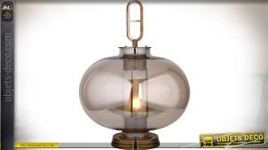 Lámpara de mesa esférica de vidrio ahumado de metal estilo retro 55 cm