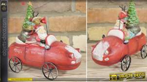 Objeto decorativo navideño: coche rojo de Santa Claus 21 cm
