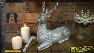 Figura de plata de ciervo, gran decoración navideña 45 cm