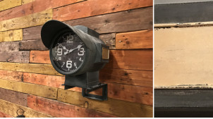 Gran reloj de estilo industrial de metal gris envejecido y blanqueado 41 cm