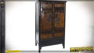 Mueble rústico de olmo y metal color marrón antiguo bajo 2 puertas 180 cm
