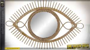 Espejo de pared de ratán claro ojo estilizado 71 cm