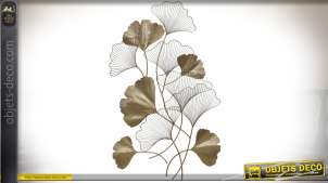 Gran decoración floral lujosa de pared de metal dorado 127 cm