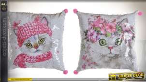 Conjunto de dos cojines con motivos de gatitos estilo femenino 40 x 40 cm