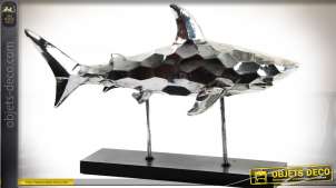 Estatua de animal : aleta de tiburón estilizada plata metalizada 54 cm