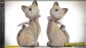 Dúo de gatos estilizados en terracota 18 cm