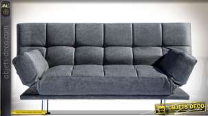 Sofá de diseño vintage tapizado de piel sintética color gris pizarra
