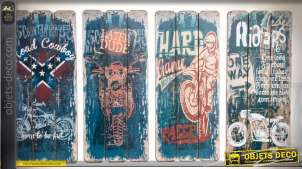 Conjunto de 4 paneles decorativos de pared de madera estilo retro grunge 34.5 cm