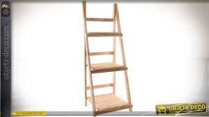 Estantería en escalera de madera clara con tres niveles de 112 cm
