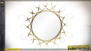 Espejo de pared redondo de metal estilo elegante acabado dorado Ø 80 cm