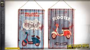 Serie de 2 decoraciones de pared de metal retro Vespa Scooters 59 x 38 cm