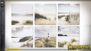 Serie de 6 lienzos en 40 x 40 cm: dunas y playa
