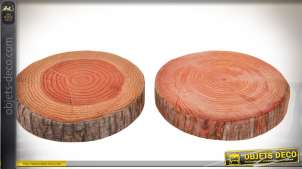 Serie de 4 cojines de piso redondo en forma de secciones de tronco de árbol Ø 39 cm