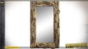 Anticuado espejo de madera flotante aspecto rústico 100 x 60 cm