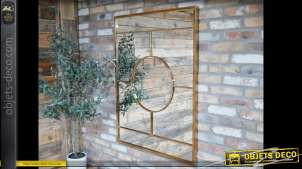Espejo de metal de diseño con acabado dorado brillante y pulido 120 cm