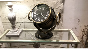 Reloj proyector barco estilo antiguo, en metal acabado latón brillo, 34cm