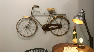 Bicicleta de pared grande de metal con acabado en latón dorado viejo, estilo vintage chic, 108cm