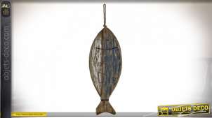Pez decorativo de madera para colgar, acabado efecto antiguo, 57cm