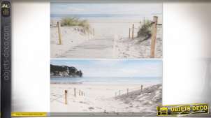 Serie de dos lienzos de estilo costero, fotos de entradas a playas paradisíacas, 80cm