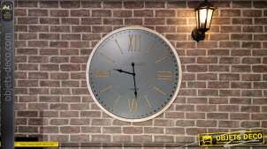 Reloj grande de metal y cuerda, estilo industrial moderno, acabado antracita oscuro, Ø80cm