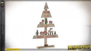 Decoración de mesa navideña en forma de árbol de madera, 41cm