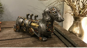 Perro salchicha Steampunk plateado y dorado 31 cm