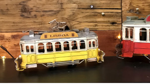 Reproducción en miniatura de un tranvía portugués, acabado antiguo estilo vintage, 20cm