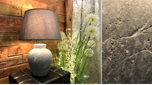 Serie de dos lámparas de salón en gres y lino, acabados cemento antracita y crema envejecida, estilo moderno, 50cm