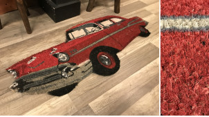 Felpudo decorativo en forma de coche rojo americano, 90cm
