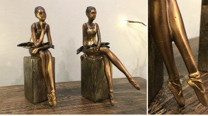 Estatuillas de resina de bailarines, acabado efecto metal tallado en bronce antiguo, 20cm