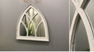 Espejo antiguo arco gótico pátina blanca