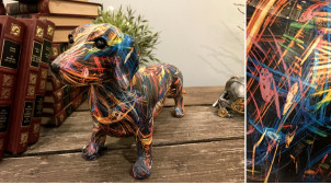 Representación de un perro salchicha en resina, acabado de color para un ambiente de diseño moderno, 20cm