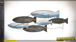 Banco de peces de metal en acabado envejecido 86 cm