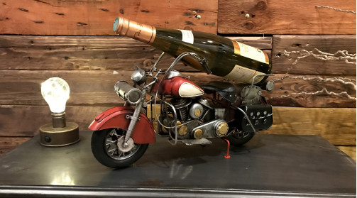 Portabotellas con forma de moto antigua estilo Harley 40 cm