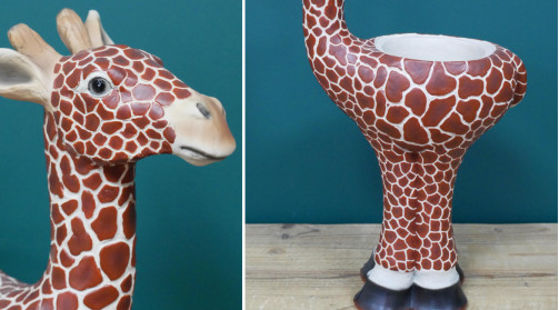 Macetero decorativo de resina en forma de jirafa, acabado realista, 43cm