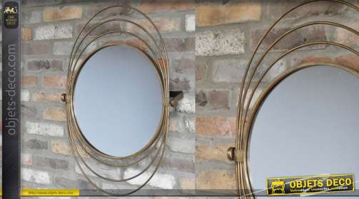 Espejo de metal de estilo moderno, modelo Saturn con marco anular, inclinable